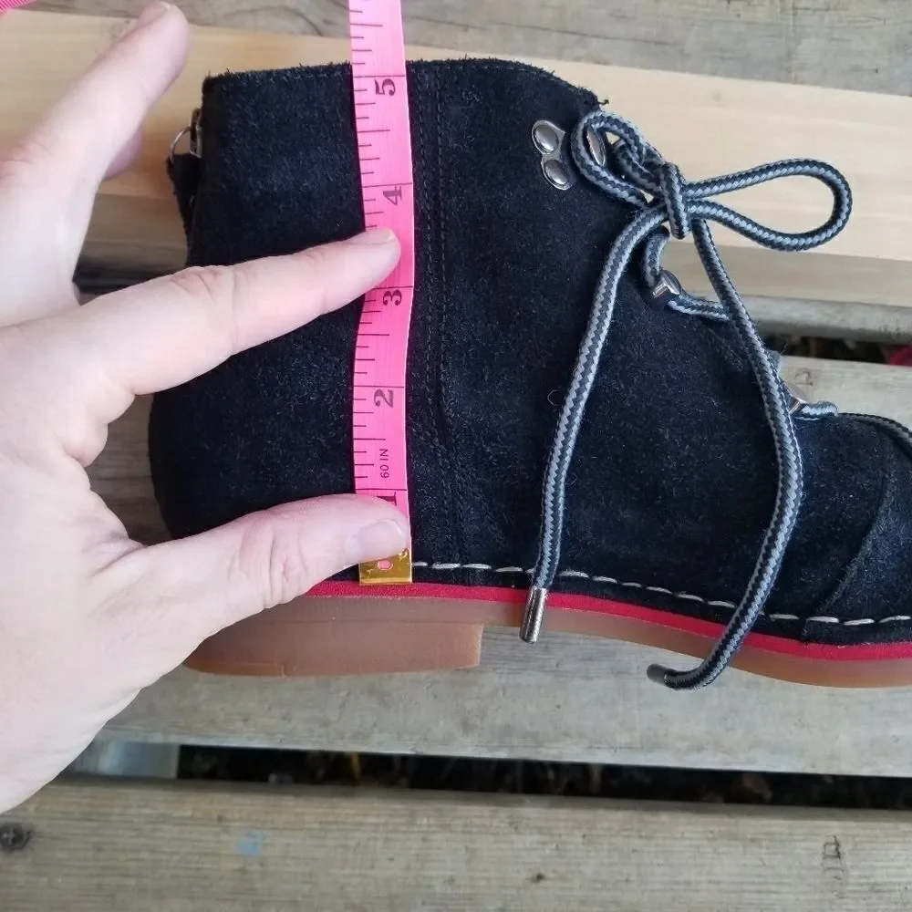 Hush Puppies‎ Catelyn Hiker Black Suede Leather Mountaineering Ankle Boots 9